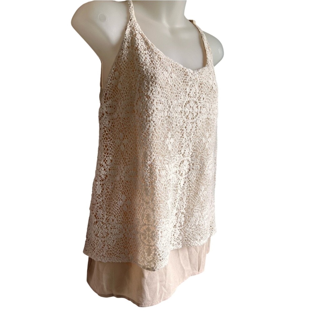 Romantic Boho Crochet Lace Tank Top Ivory Cottagecore Layered Feminine Fairy Top
